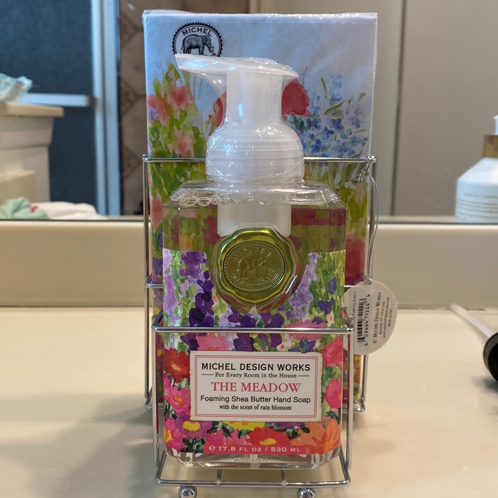 Brand new Michel design works soap and napkin set